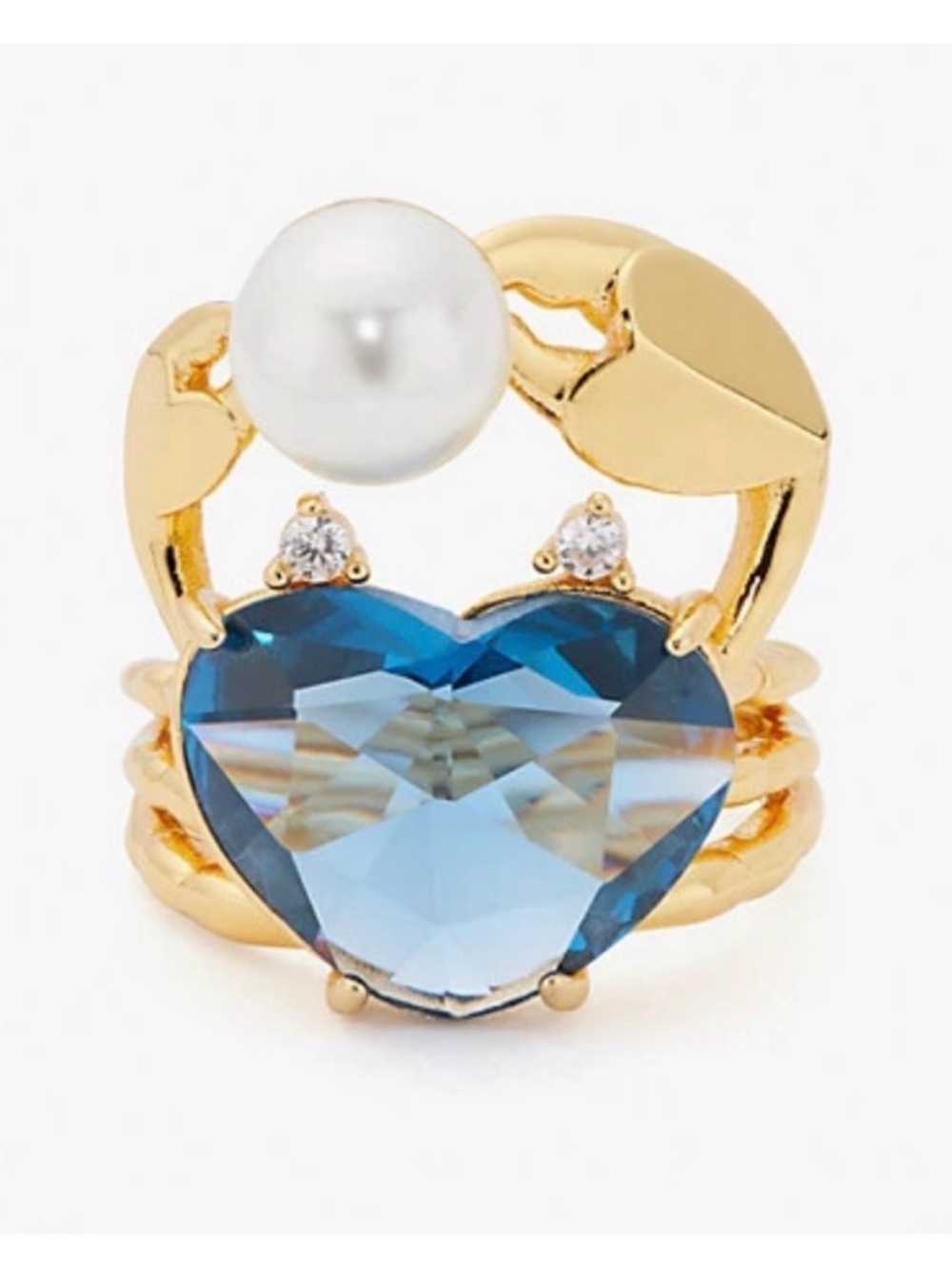 KATE SPADE SEA STAR HEART CRAB PEARL RING - SIZE 8 - Picture 10 of 10